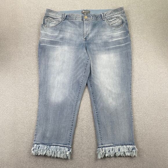 Democracy AbSolution Jeans Plus Size 24W Blue Skinny Double Layer Chew Fray Hem - Picture 1 of 16